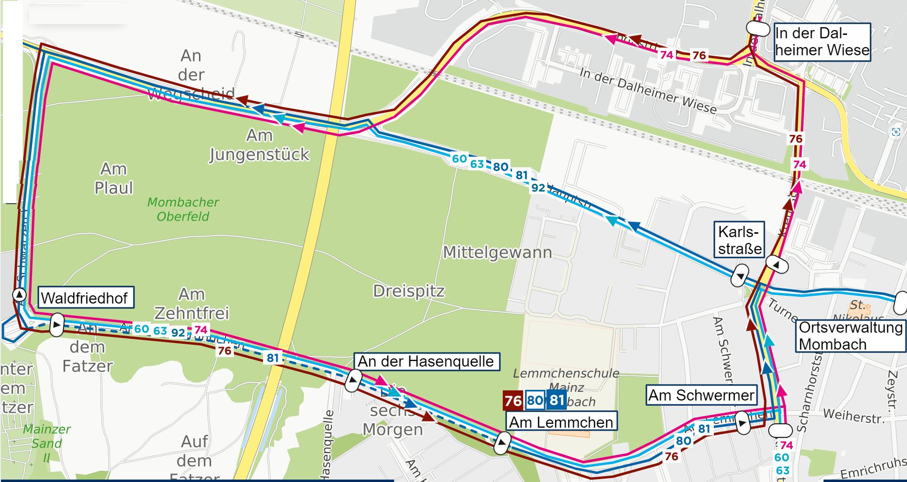 Skizze der Umleitungen wegen Sperrung der Kreuzstraße